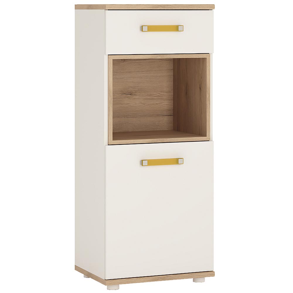 4KIDS 1 door 1 drawer narrow cabinet orange handles